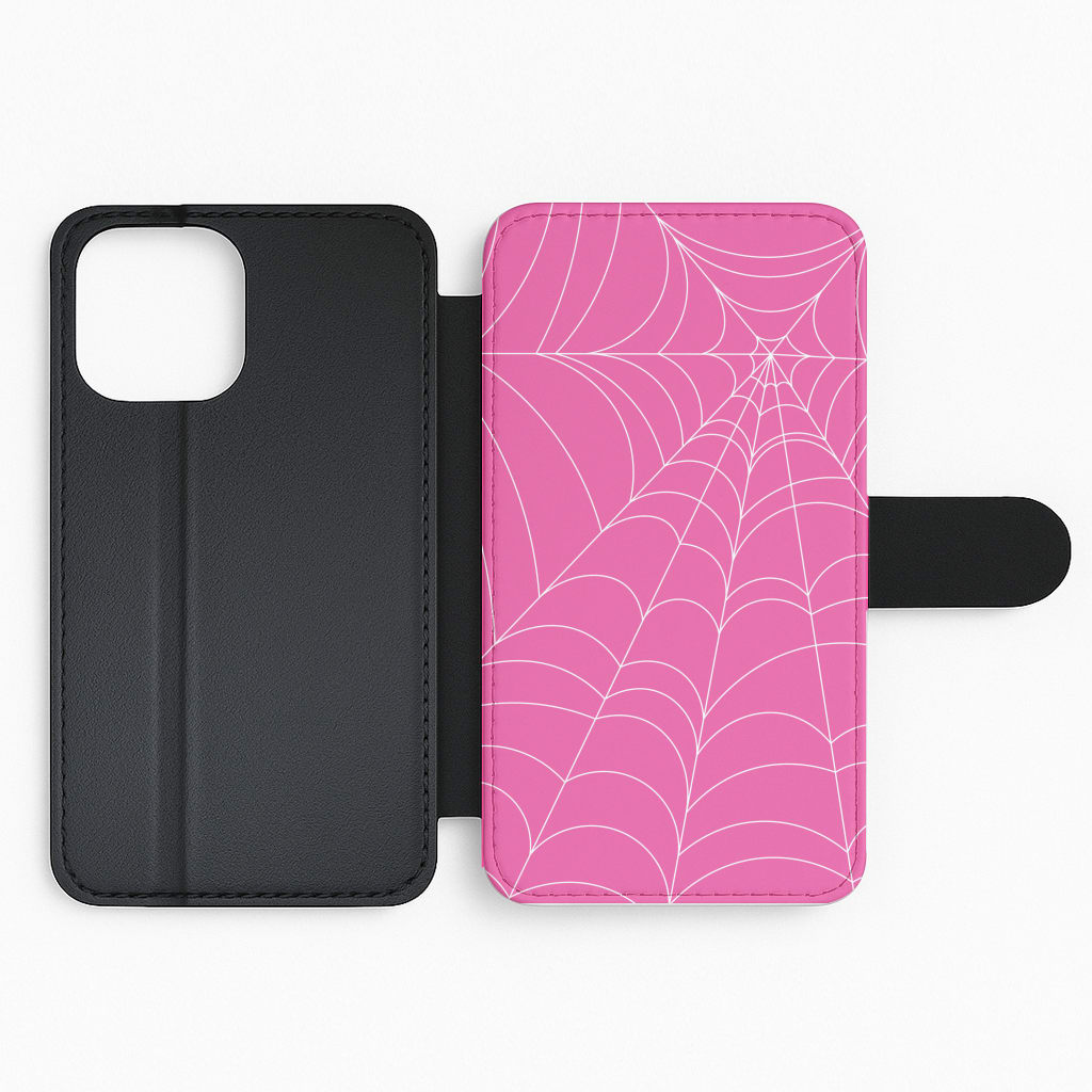 Pink Cobwebs Pattern Flip Phone Case
