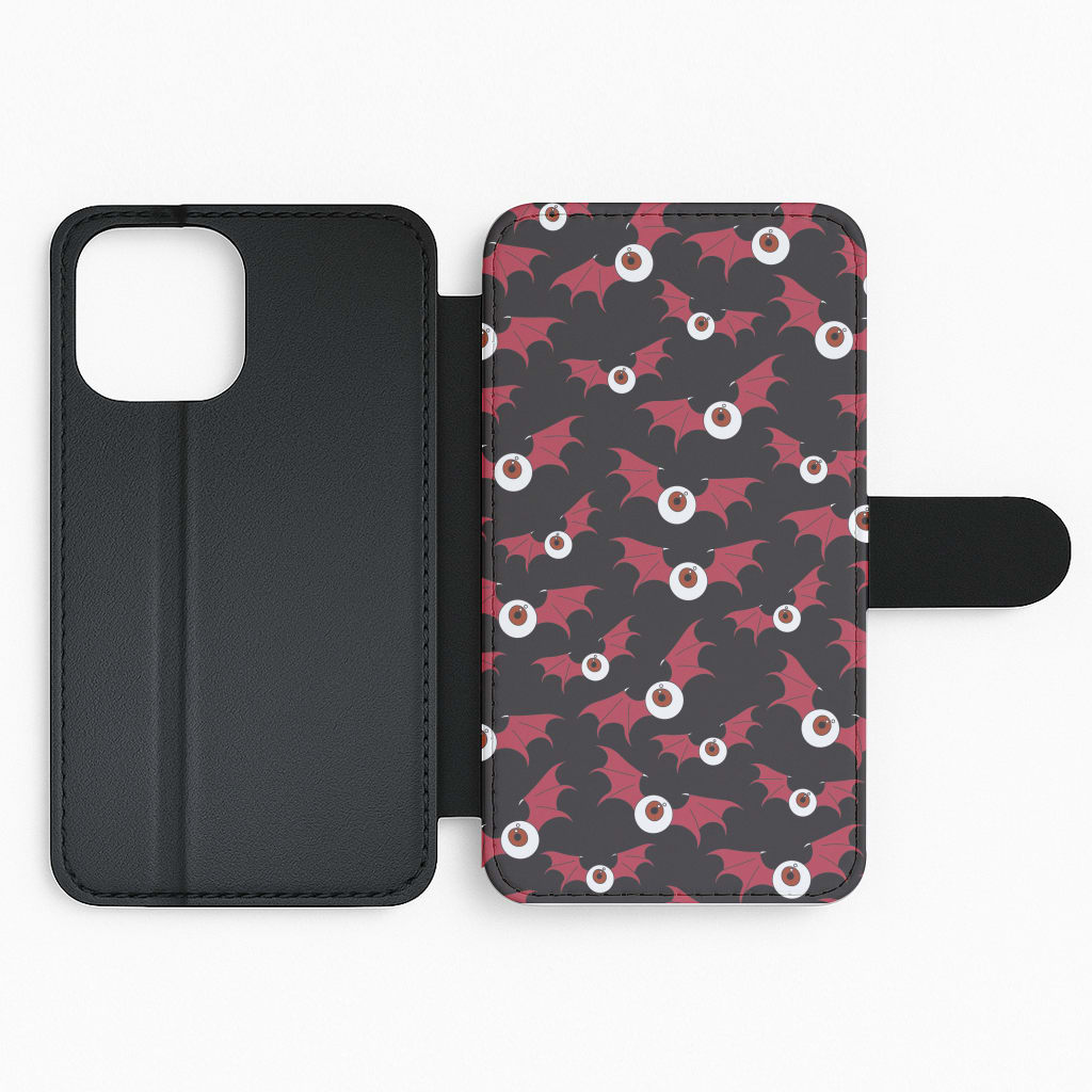 Red Bat Pattern Flip Phone Case