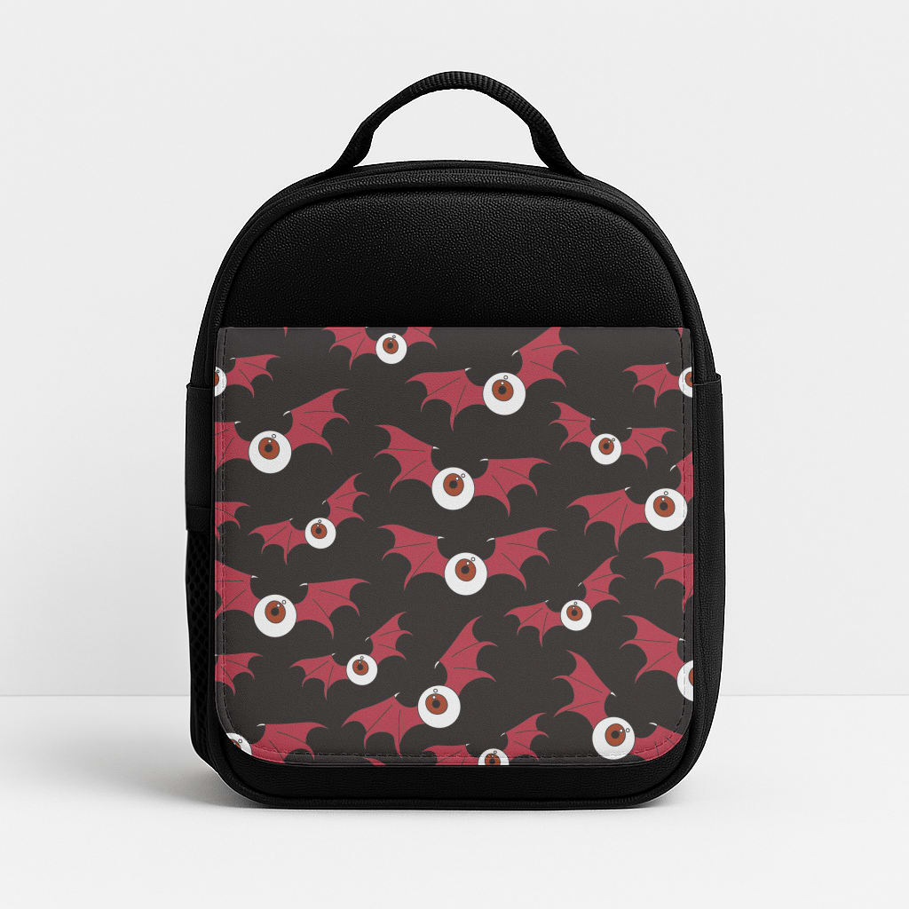 Red Bat Pattern Insulated Lunchbox