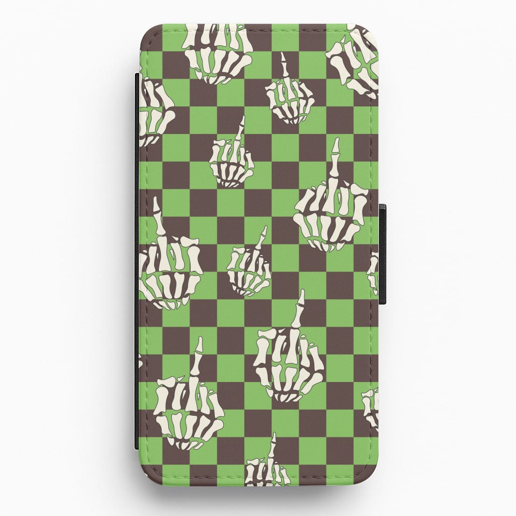 Green Middle Finger Flip / Wallet Phone Case