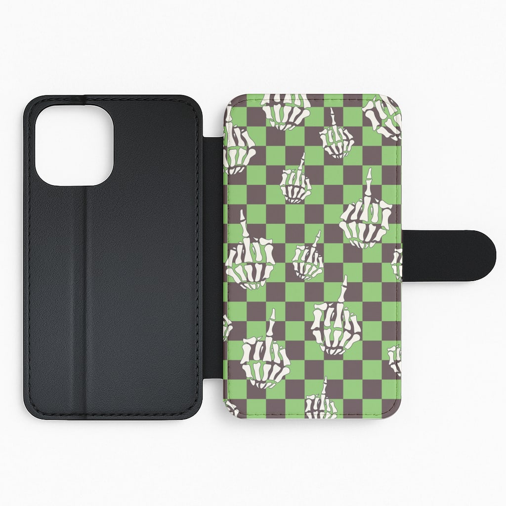 Green Middle Finger Flip Phone Case