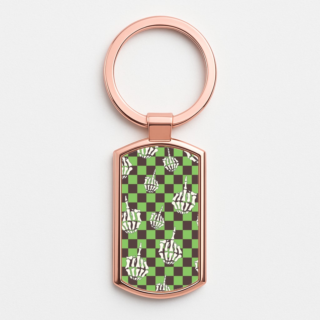 Green Middle Finger Rose Gold Keyring