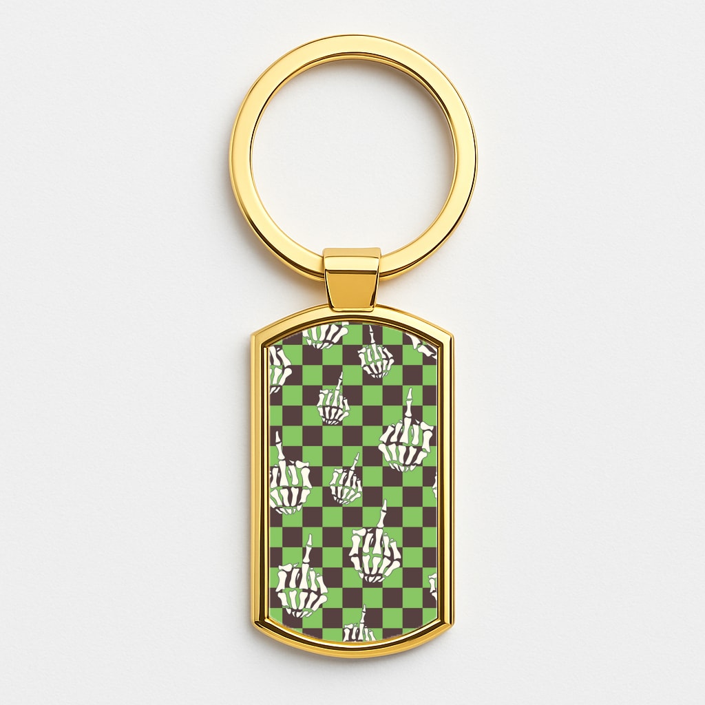 Green Middle Finger Gold Keyring