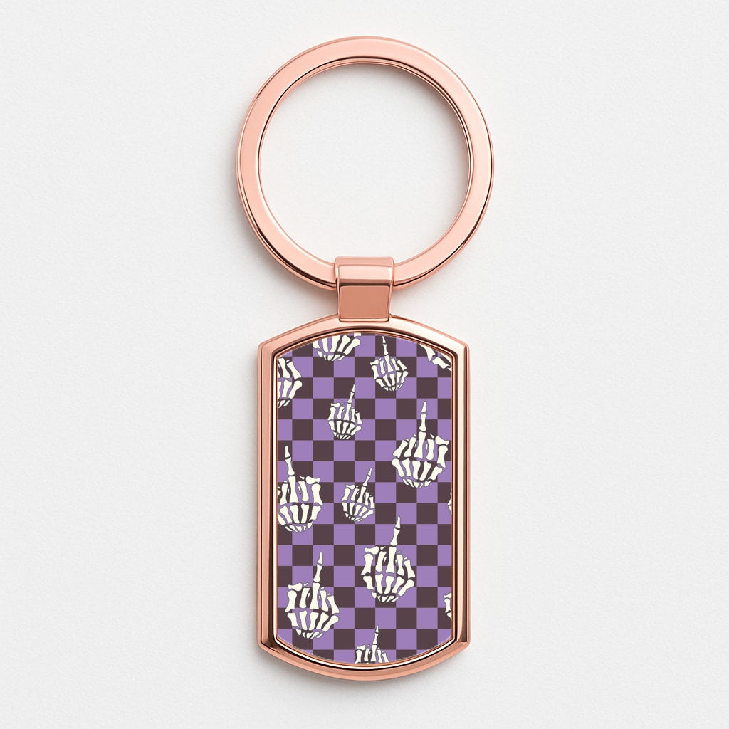 Purple Middle Finger Rose Gold Keyring