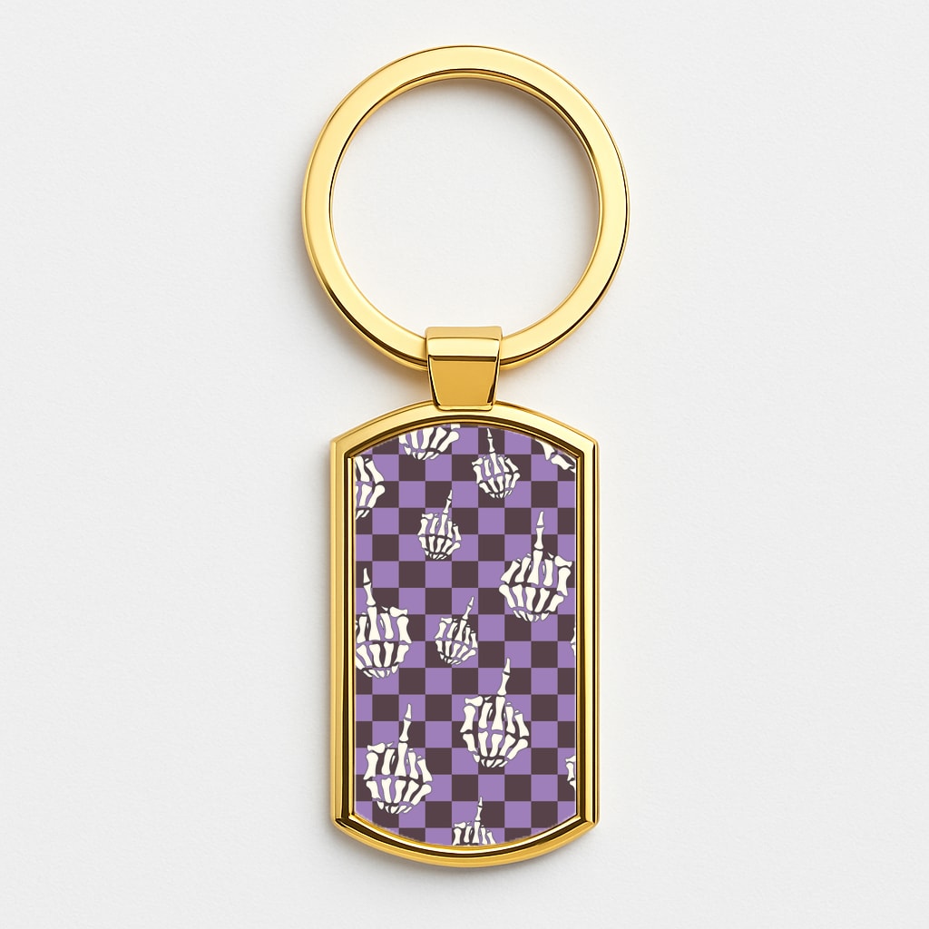 Purple Middle Finger Gold Keyring