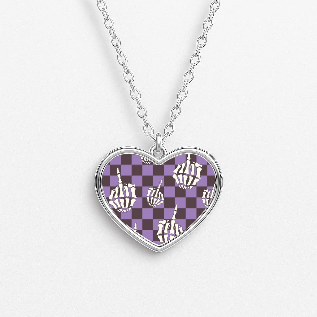 Purple Middle Finger Heart Necklace