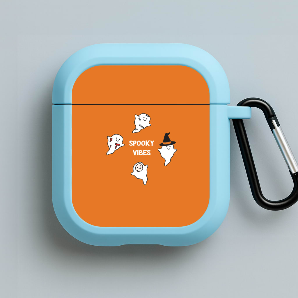 Spooky Vibes Ghosties I Blue AirPods Case