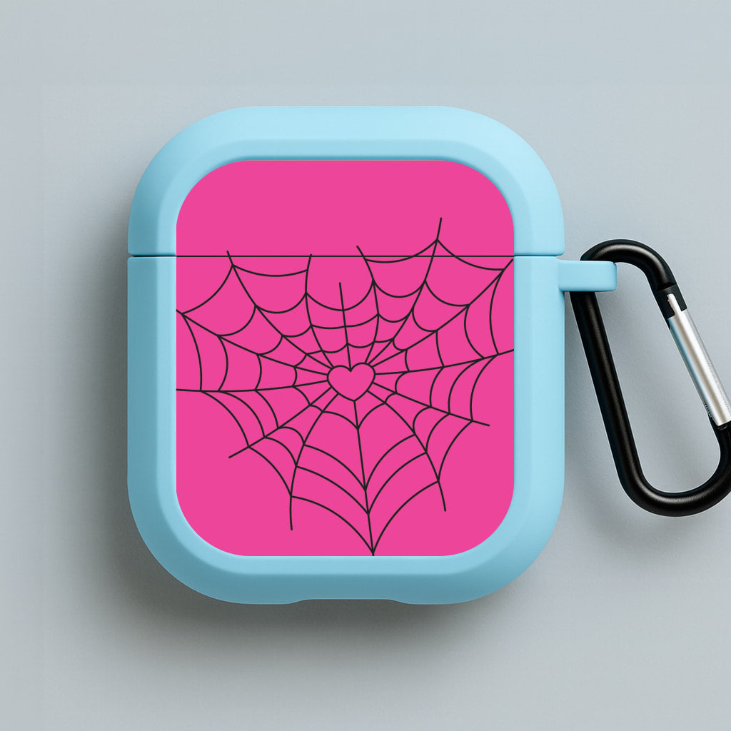 Spiderweb Hearts II Blue AirPods Case