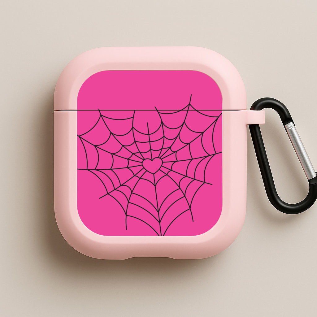 Spiderweb Hearts II Pink AirPods Case