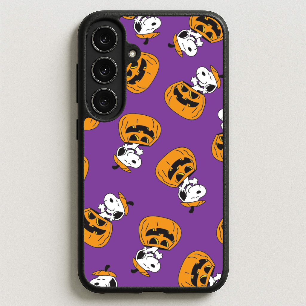 Cartoon Beagle Pumpkin Pattern Phone Case for Galaxy S25FE