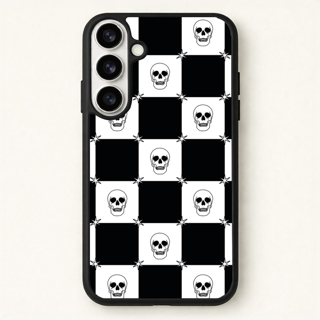 Checkered Skulls Pattern Phone Case for Galaxy S26