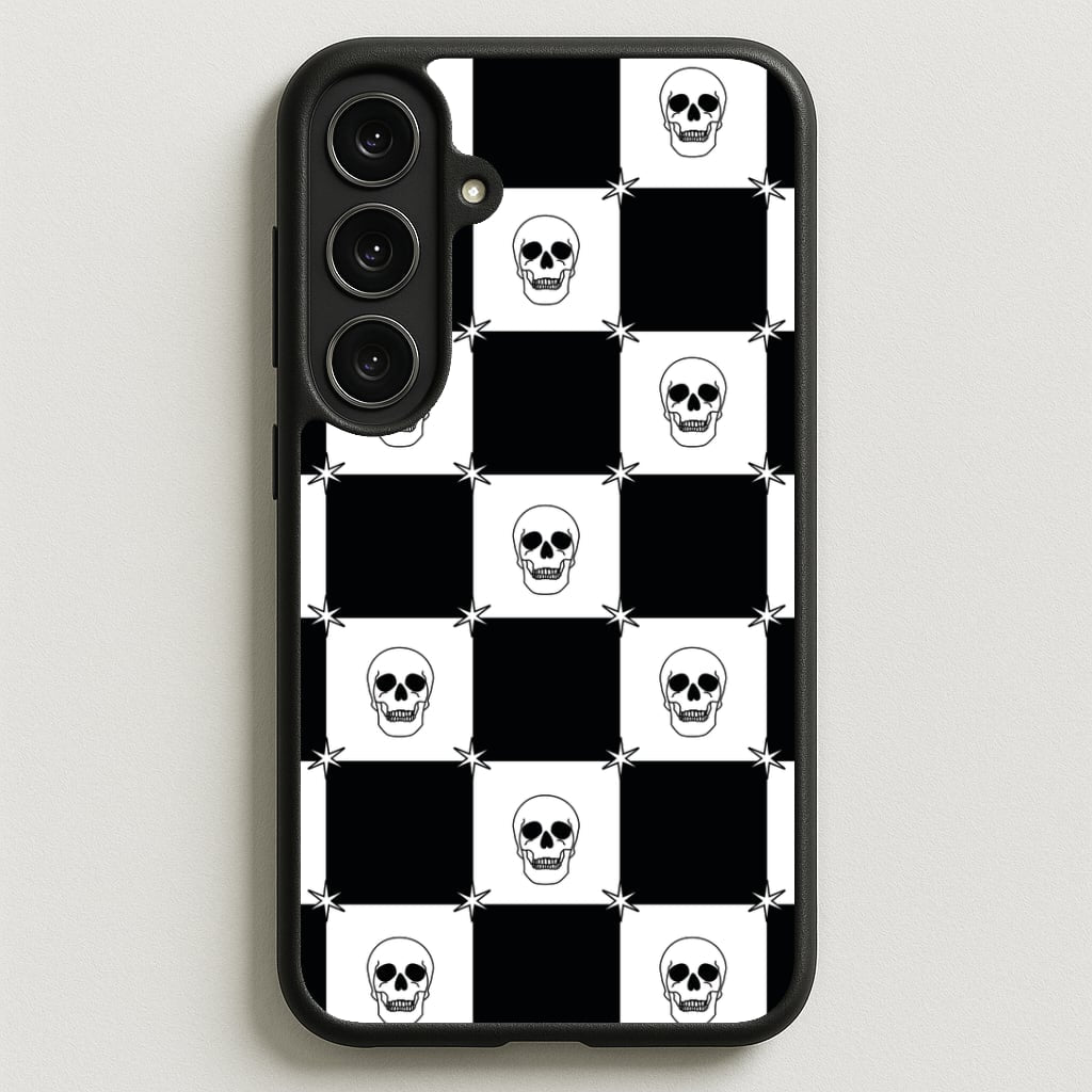 Checkered Skulls Pattern Phone Case for Galaxy S25FE