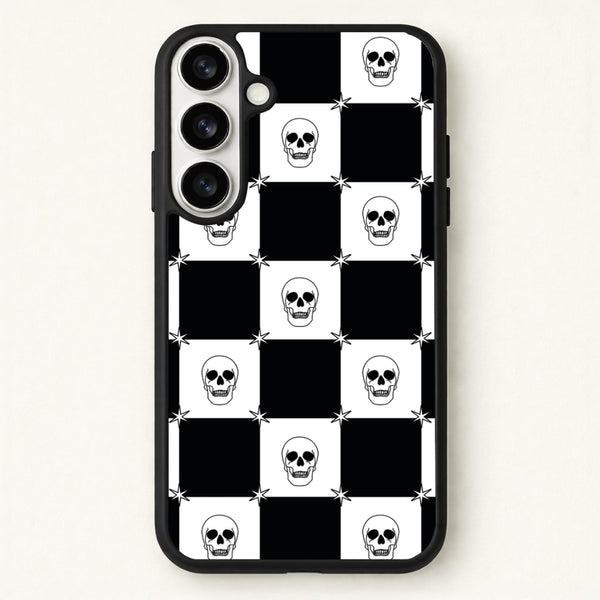 Checkered Skulls Pattern Phone Case for Galaxy S26 Plus