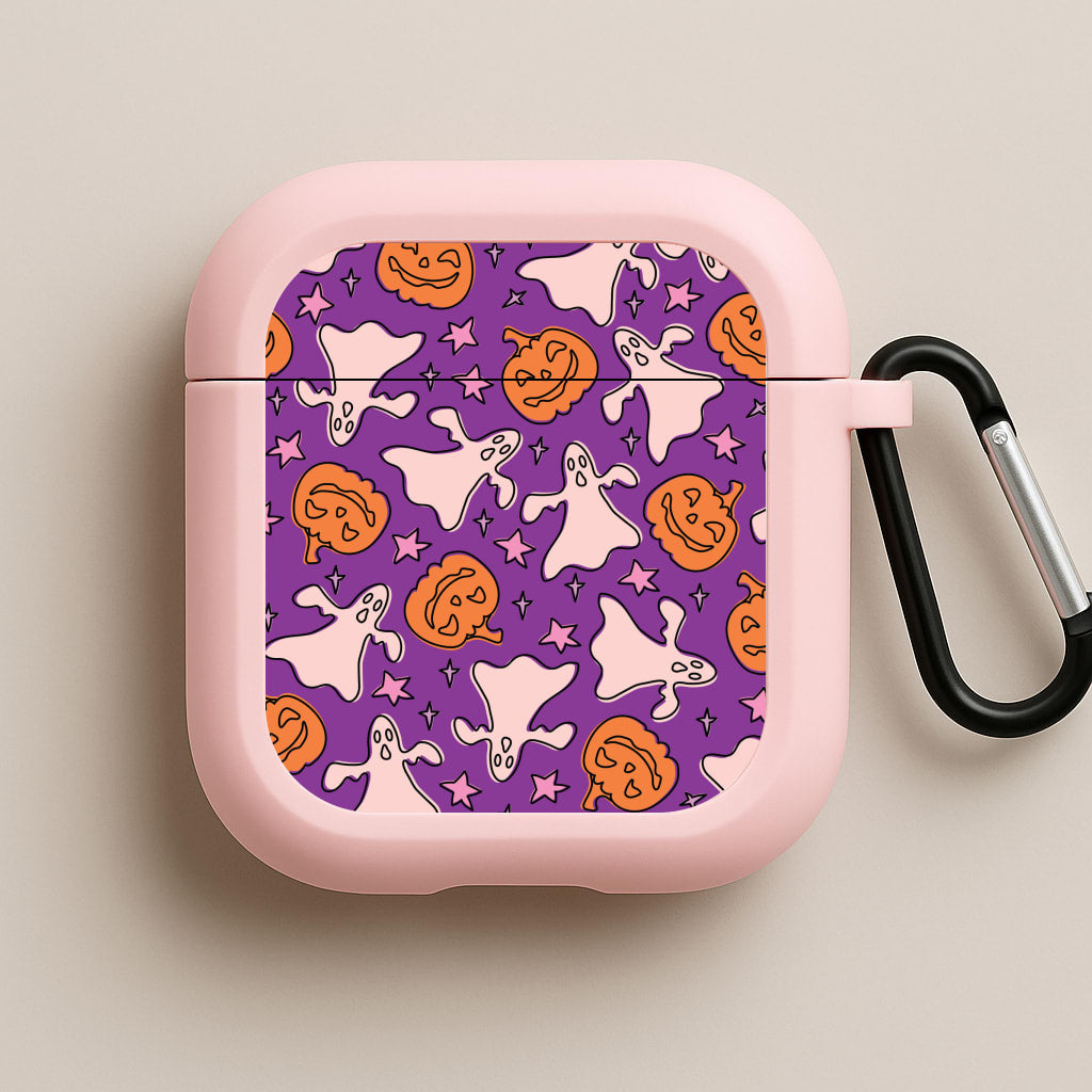 Abstract Halloween Pattern Pink AirPods Case