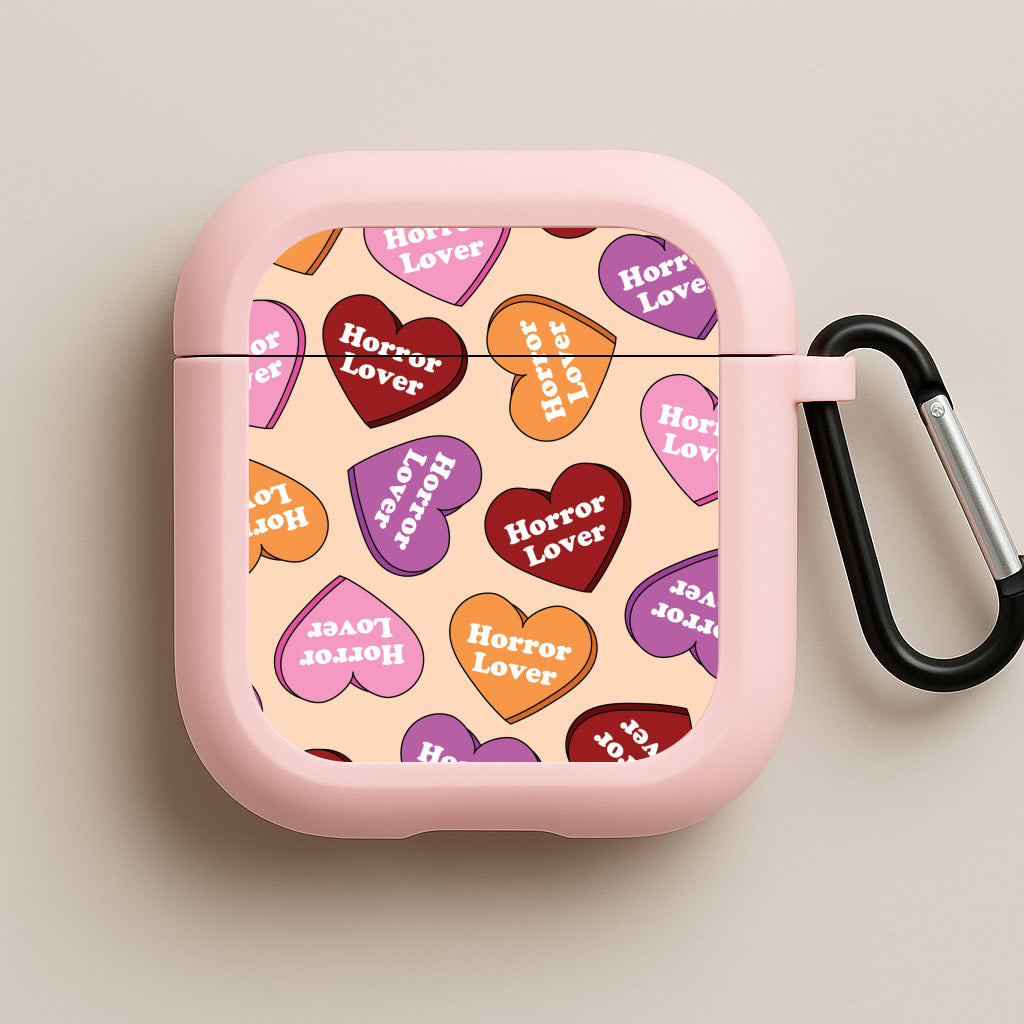 Horror Lover Hearts Pattern Pink AirPods Case