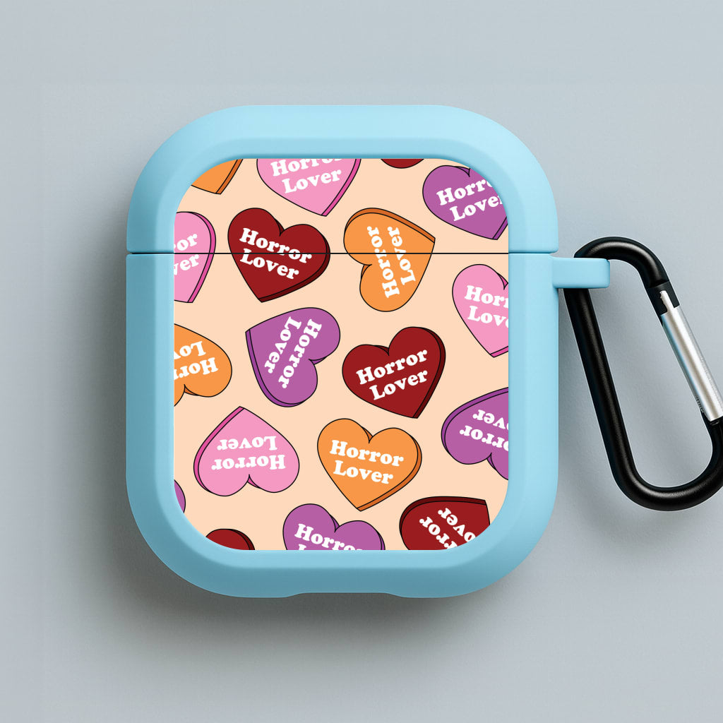 Horror Lover Hearts Pattern Blue AirPods Case