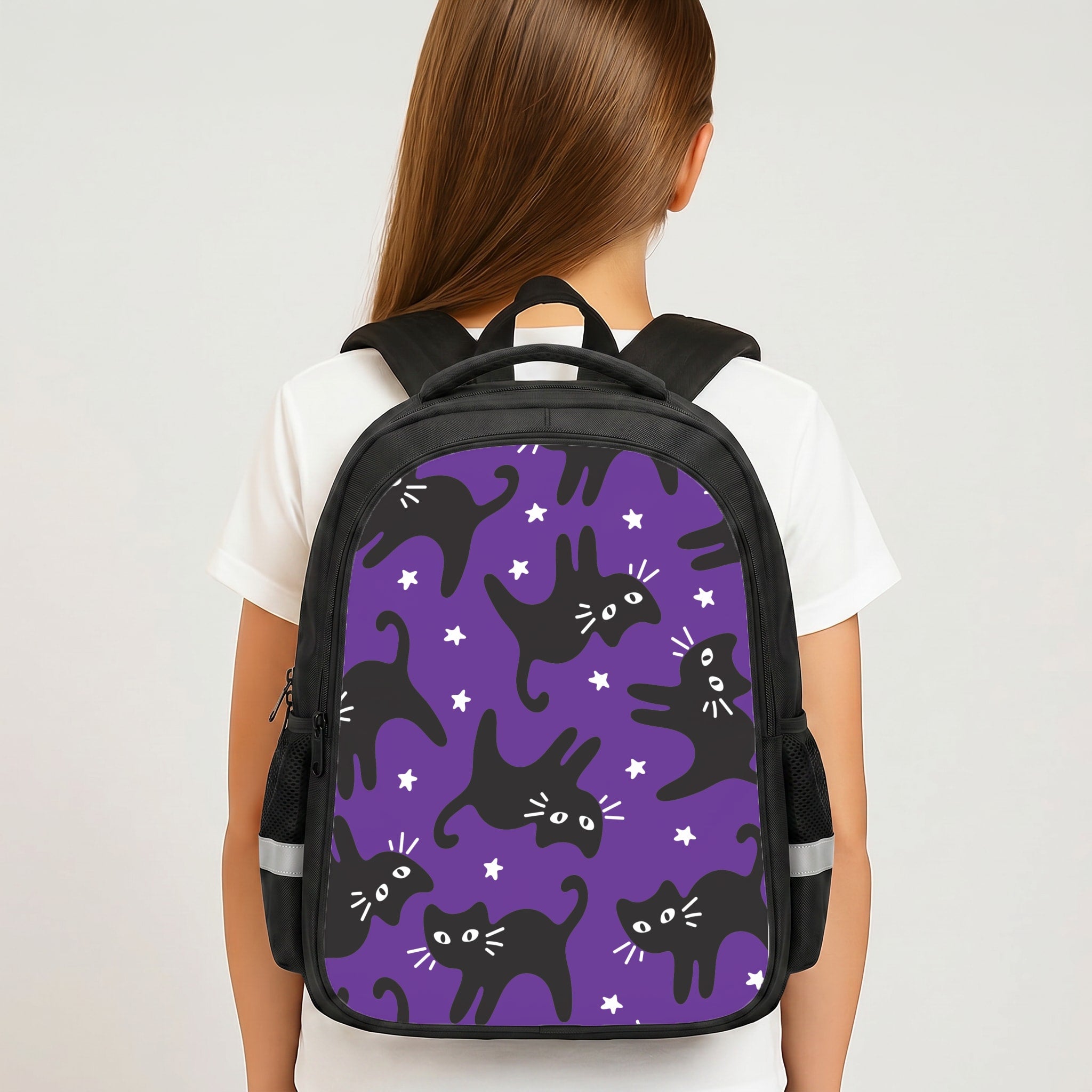 Cartoon Black Cats And Stars Pattern Backpack