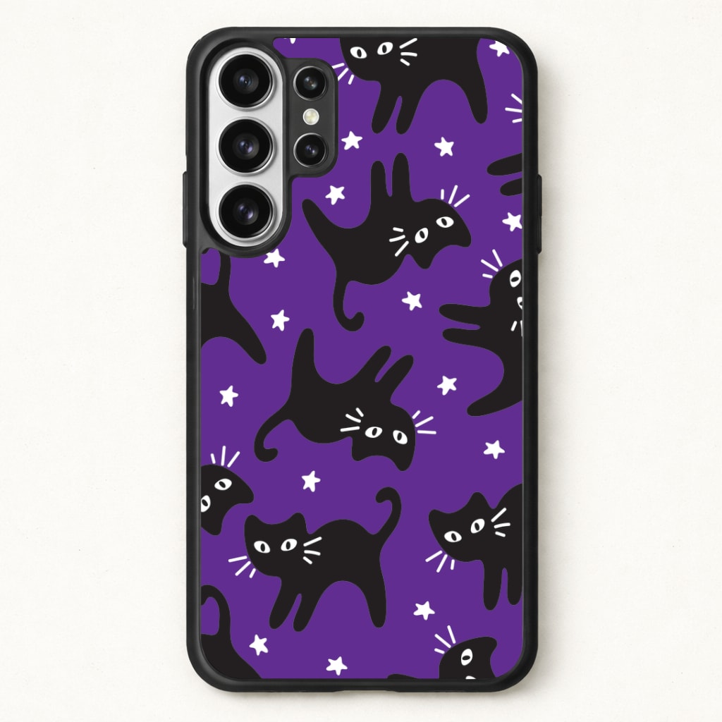 Cartoon Black Cats And Stars Pattern Phone Case for Galaxy S26 Ultra