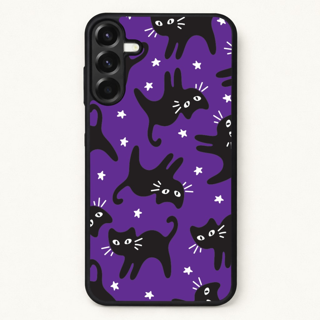 Cartoon Black Cats And Stars Pattern Phone Case for Galaxy A57
