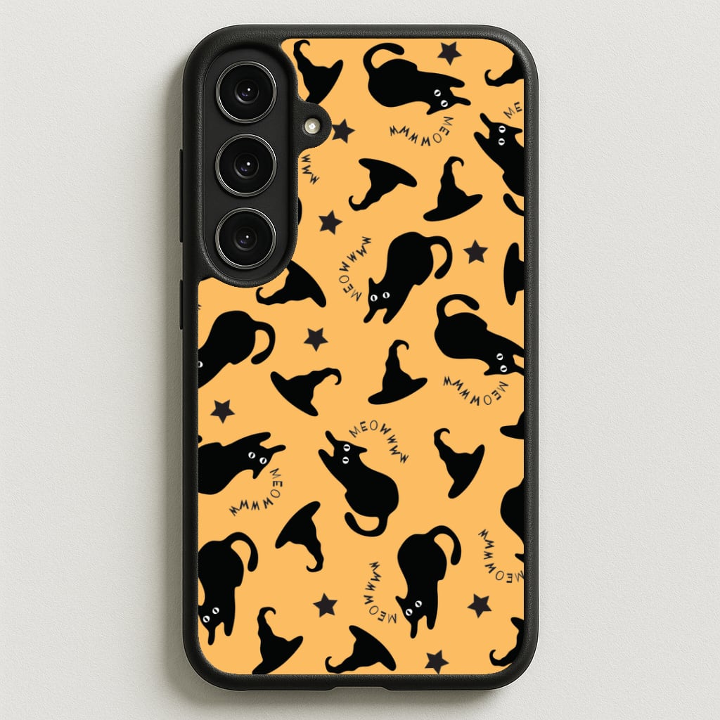 Black Cat And Hats Pattern Phone Case for Galaxy S25FE
