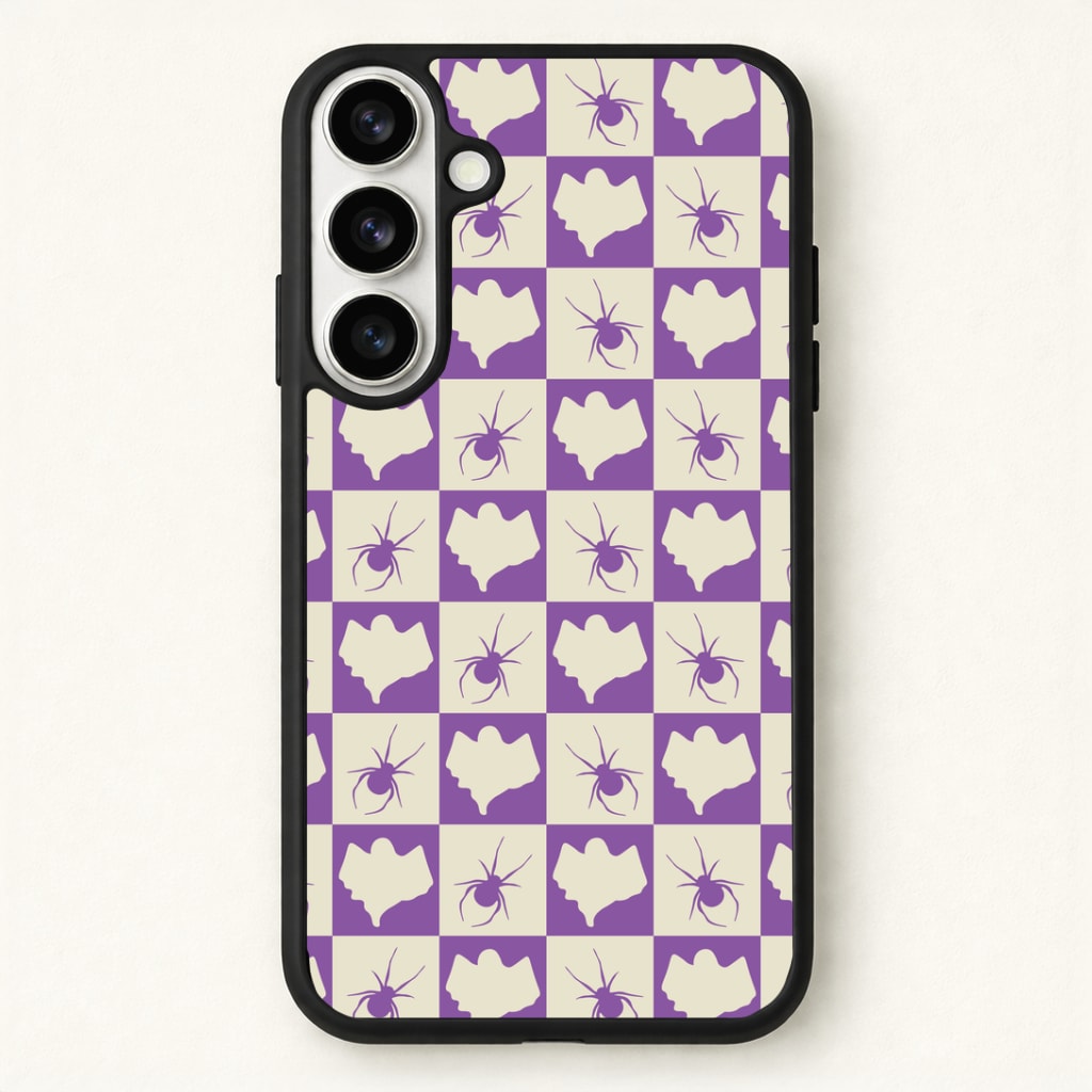 Spiders And Ghosts Checkered Pattern I Phone Case for Galaxy S26
