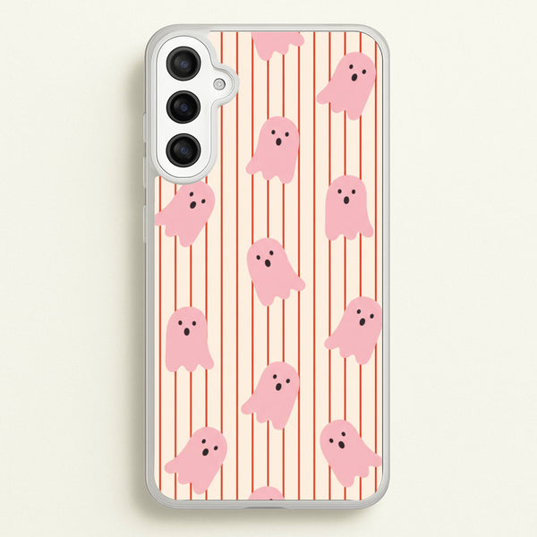 Candy Stripe Ghosts - Vanilla Phone Case - Galaxy A34 / Standard
