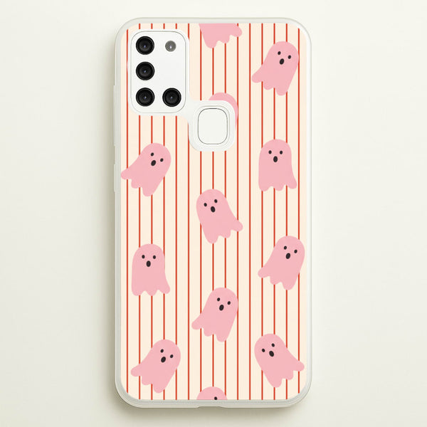 Candy Stripe Ghosts - Vanilla Phone Case - Galaxy A21s / Standard