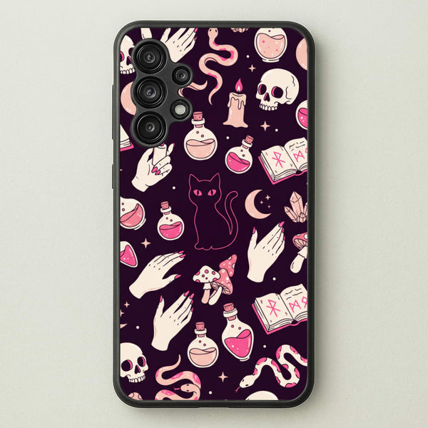Black Witchy Doodles Phone Case - Galaxy A13 / Standard