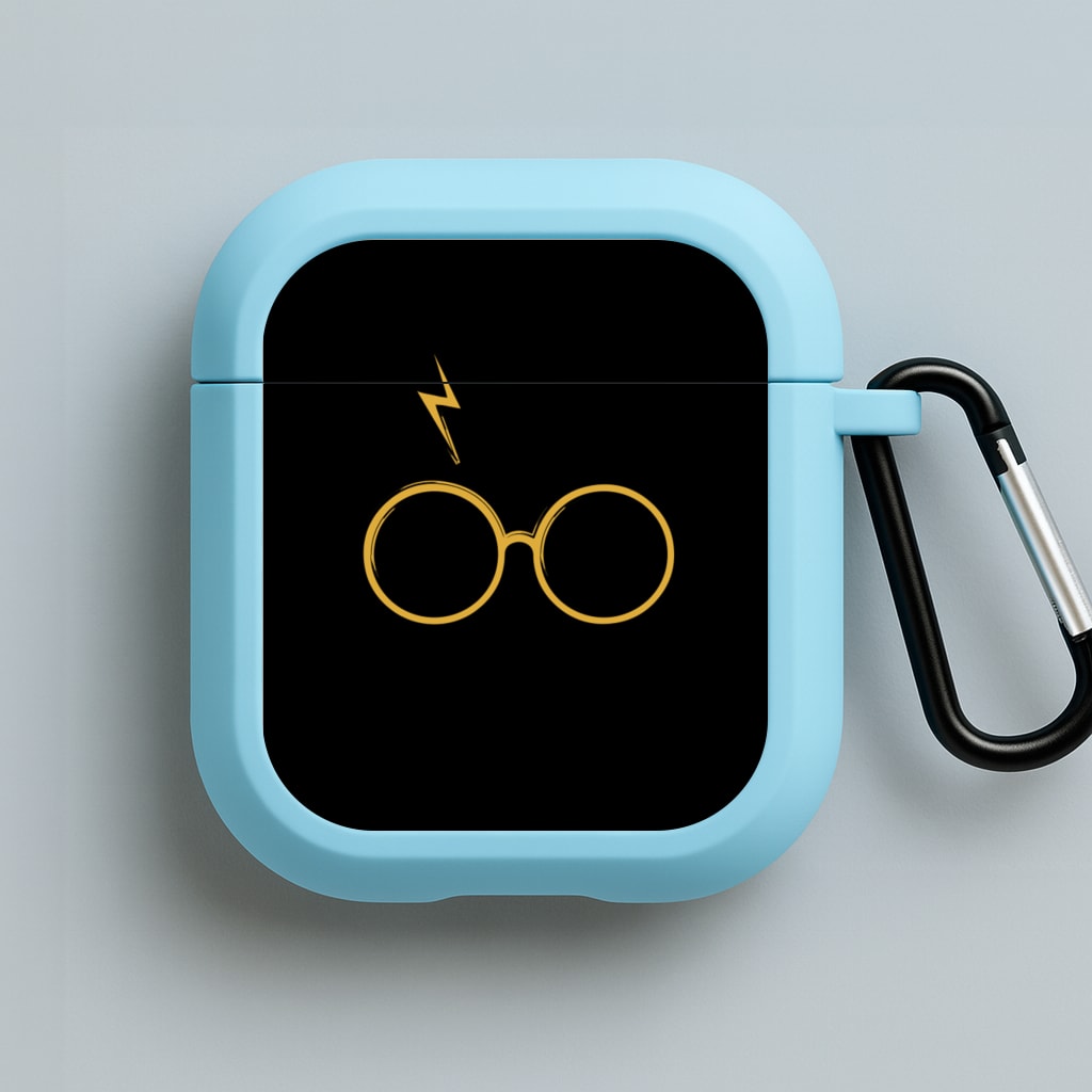 Glasses & Scar Blue AirPods Case
