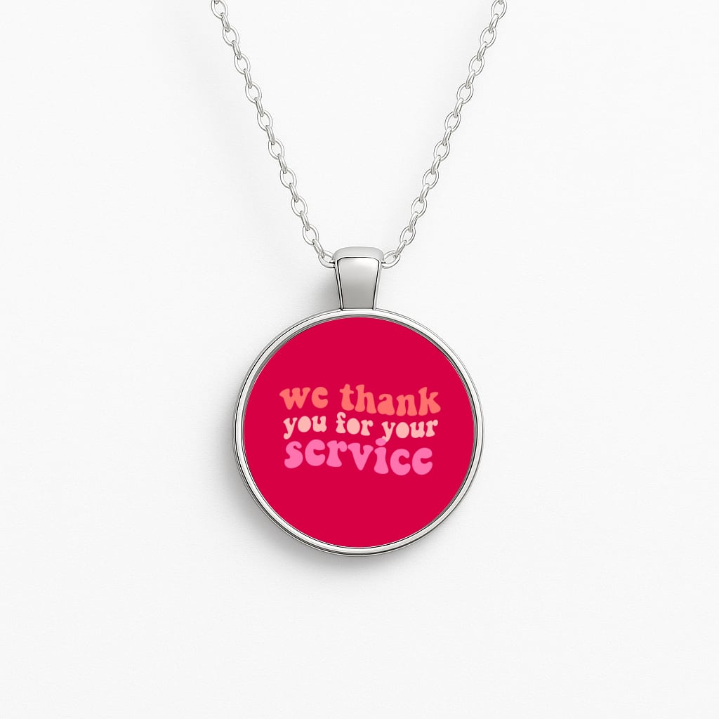 We Thank You For Your Service - Heart TV Circle Necklace