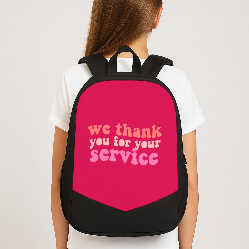 We Thank You For Your Service - Heart TV Large School Bag