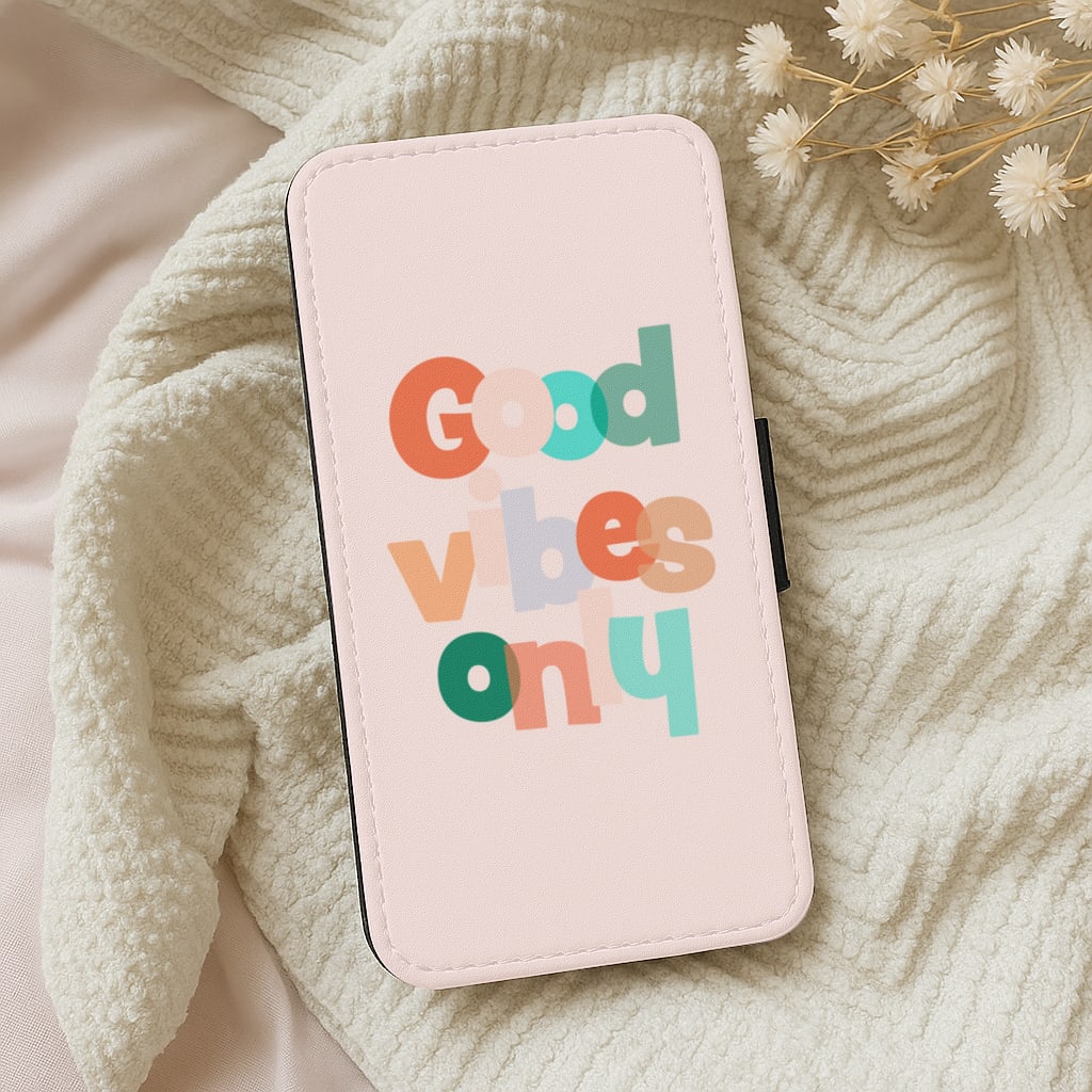 Colourful Good Vibes Only Wallet Phone Case