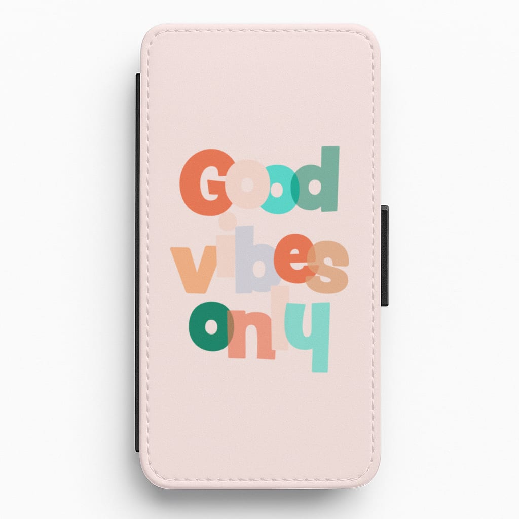 Colourful Good Vibes Only Flip / Wallet Phone Case