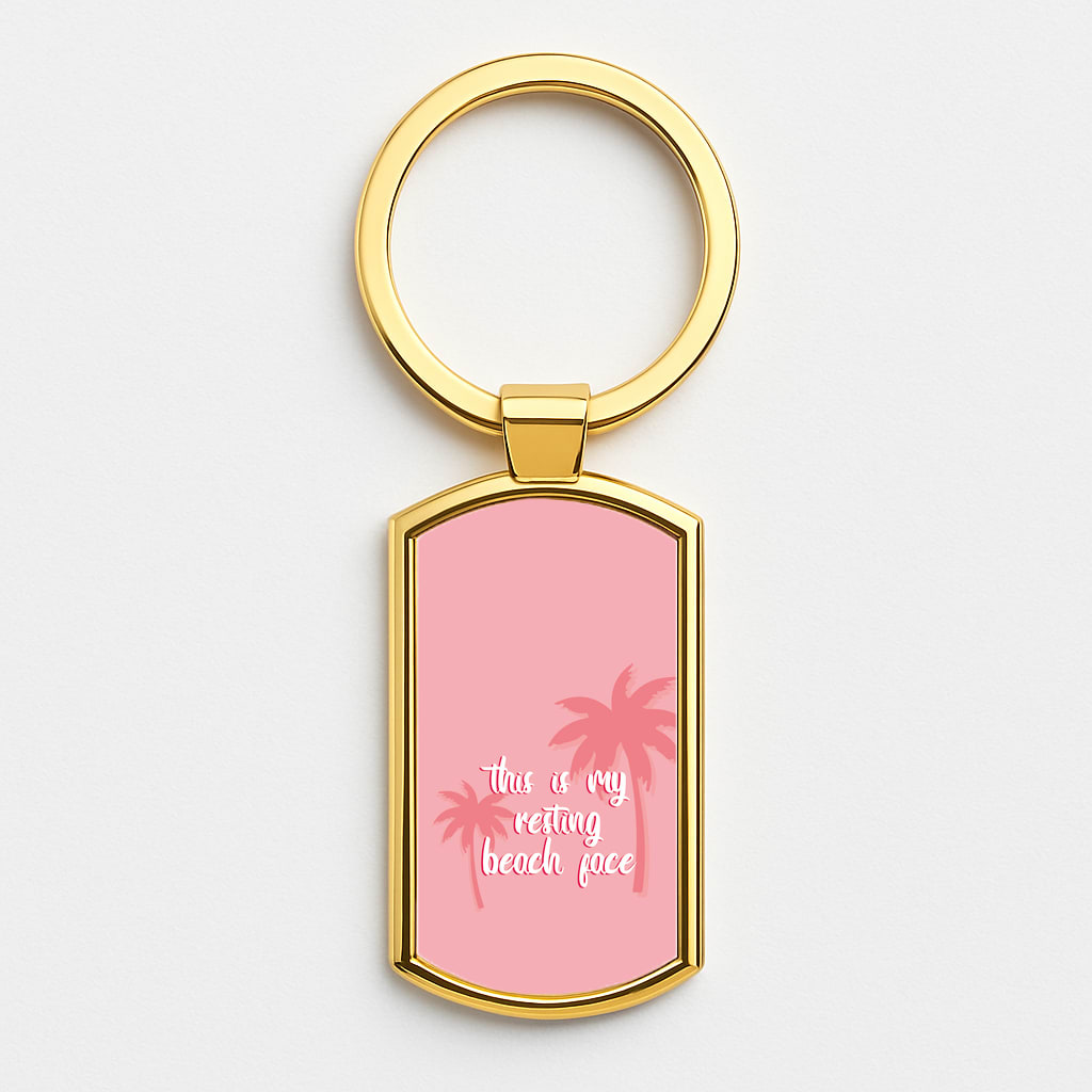 This Is My Resting Beach Face - Summer Quotes Gold Keyring