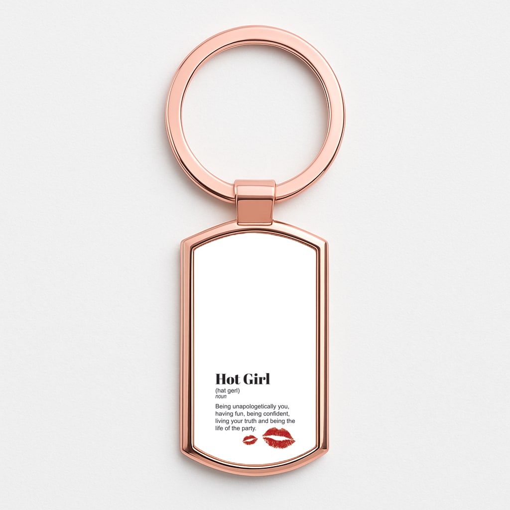 Hot Girl Dictionary Definition Rose Gold Keyring