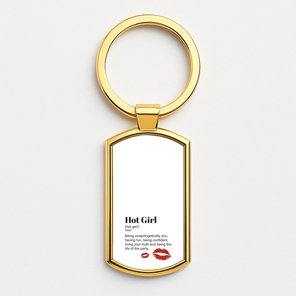 Hot Girl Dictionary Definition Gold Keyring