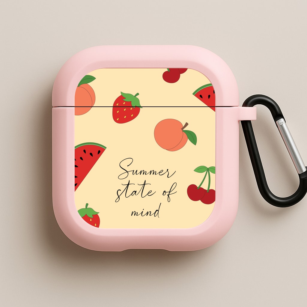 Summer State Of Mind Fruits Pattern Pink AirPods Case