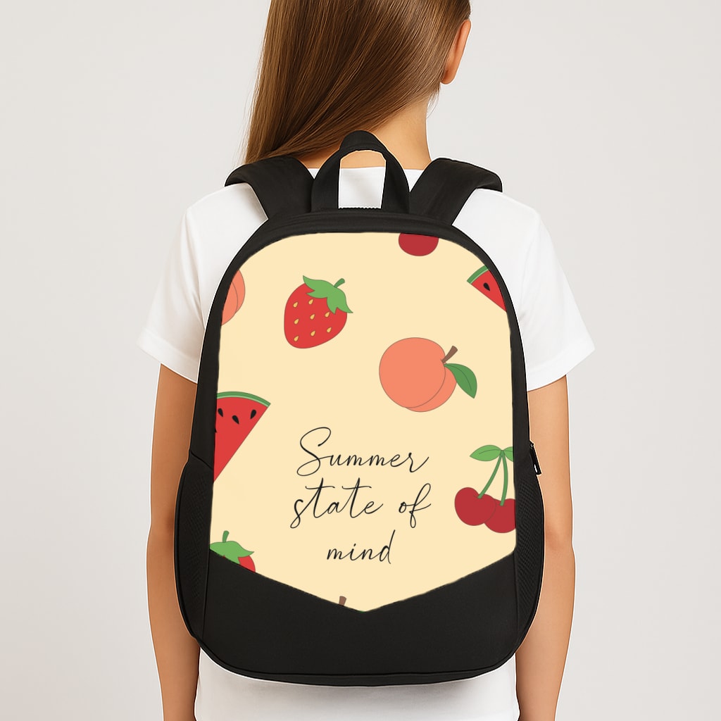 Summer State Of Mind Fruits Pattern Large School Bag