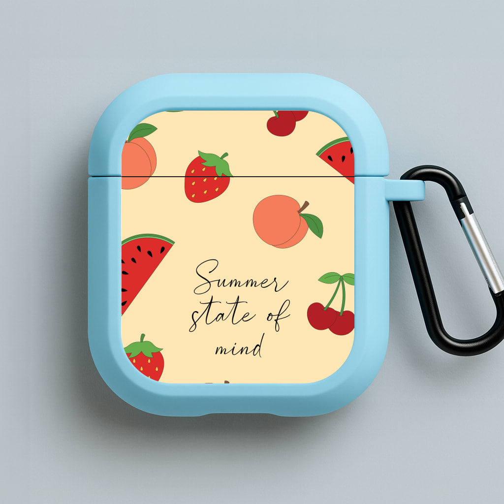 Summer State Of Mind Fruits Pattern Blue AirPods Case