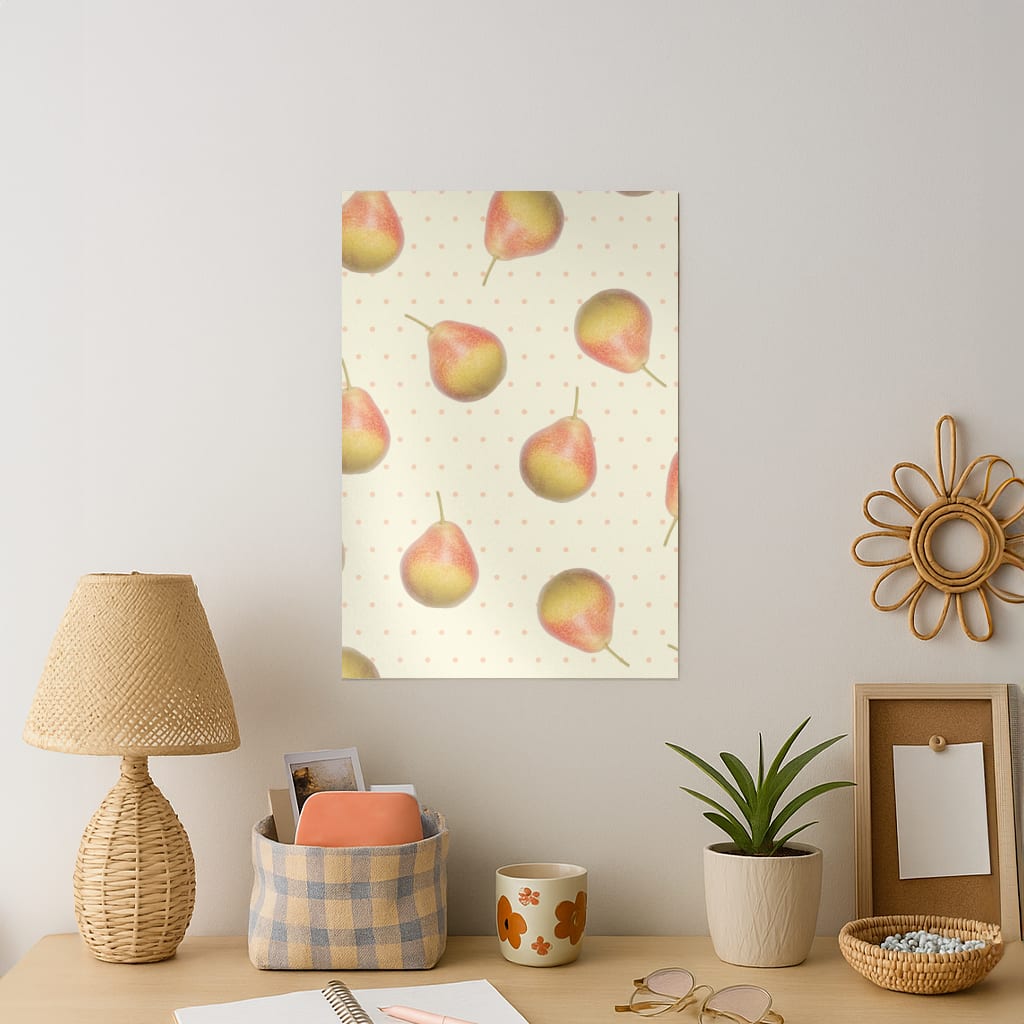 Pears And Polka Dots Pattern Art Print
