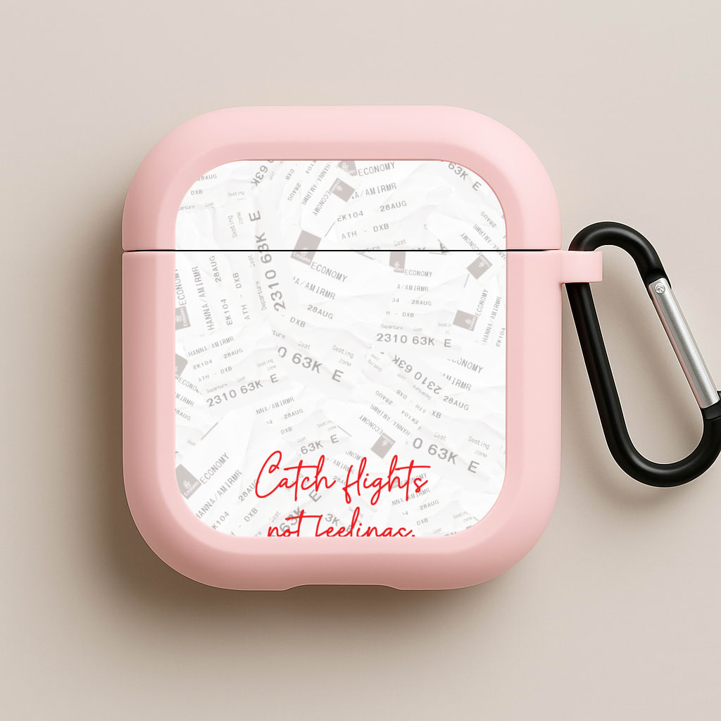 Catch Flights Not Feelings Collage Pink AirPods Case