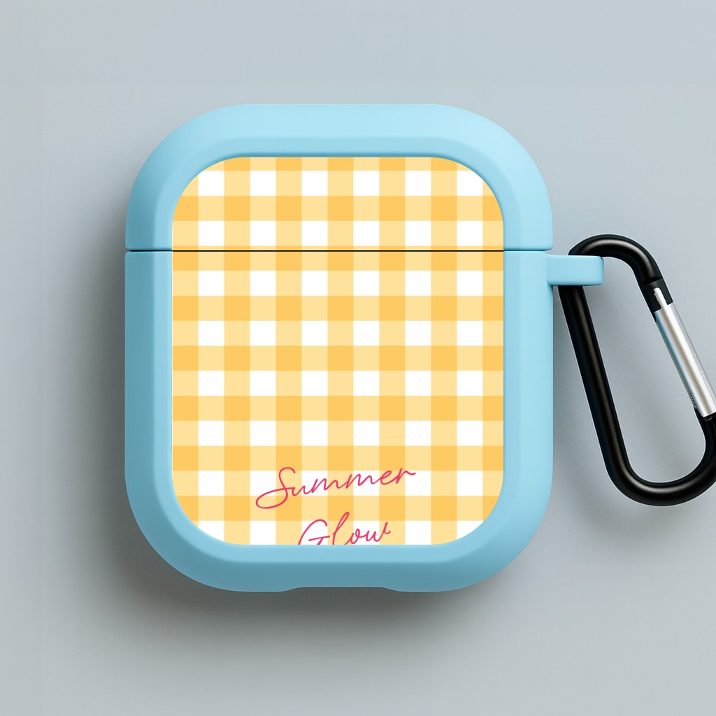 Tartan Summer Glow Blue AirPods Case