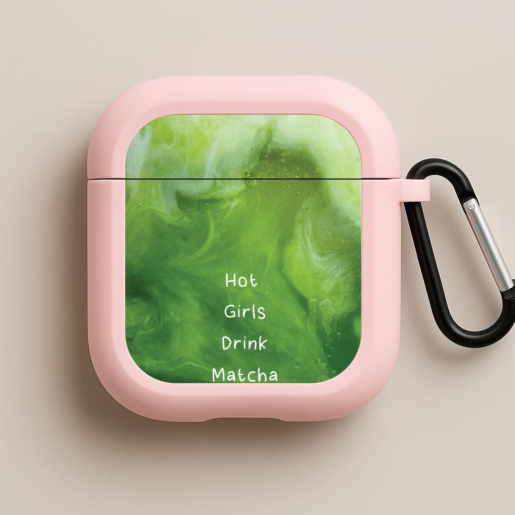 Hot Girls Drink Matcha Pink AirPods Case