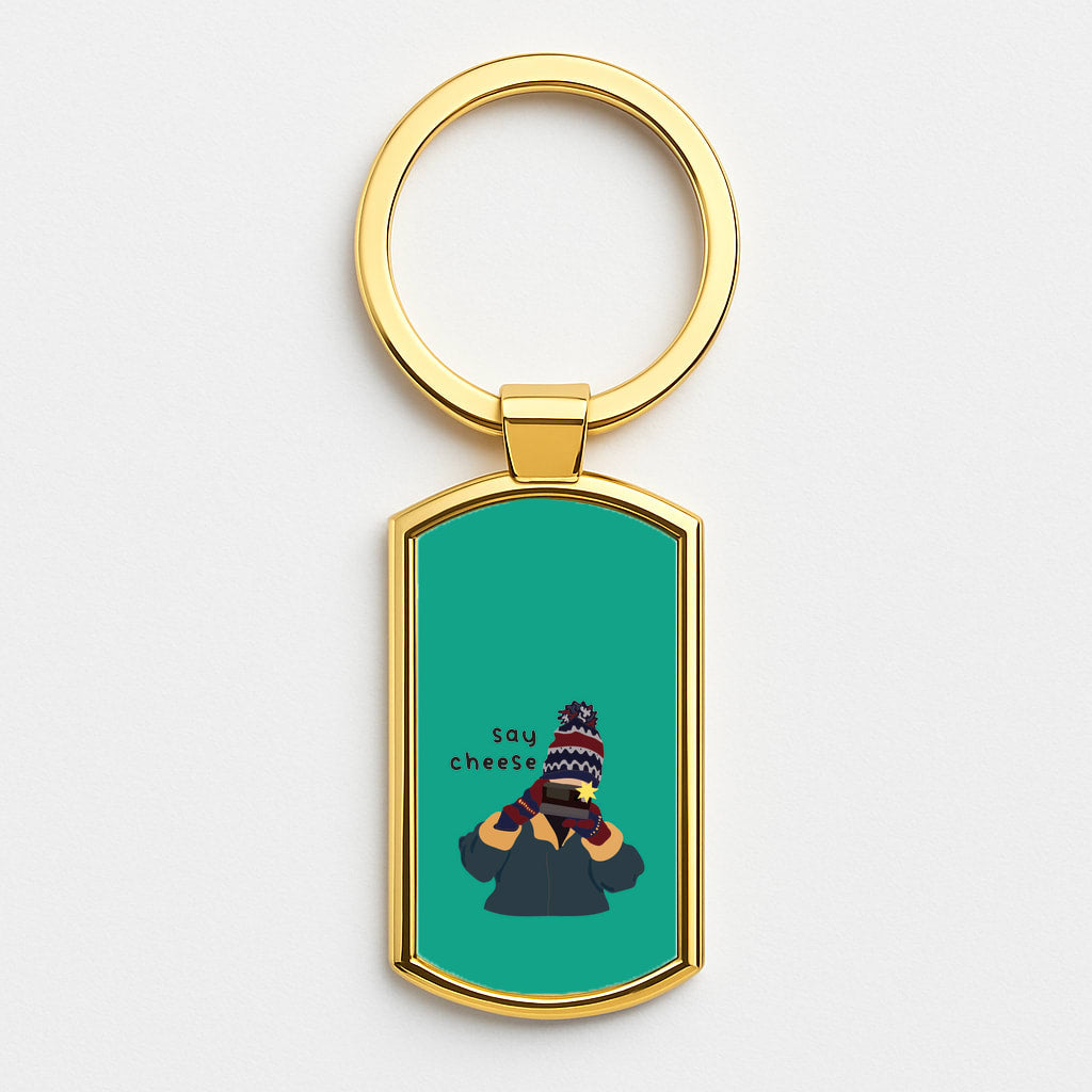Say Cheese Gold Keyring