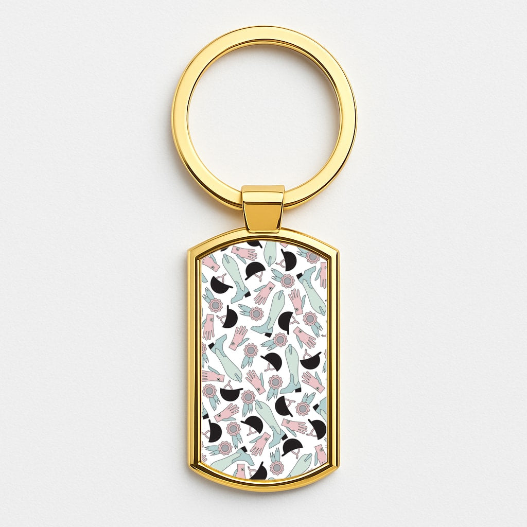 Clothing Patterns - Horses Gold Keyring