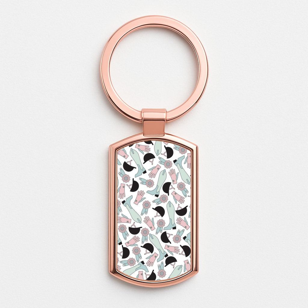 Clothing Patterns - Horses Rose Gold Keyring