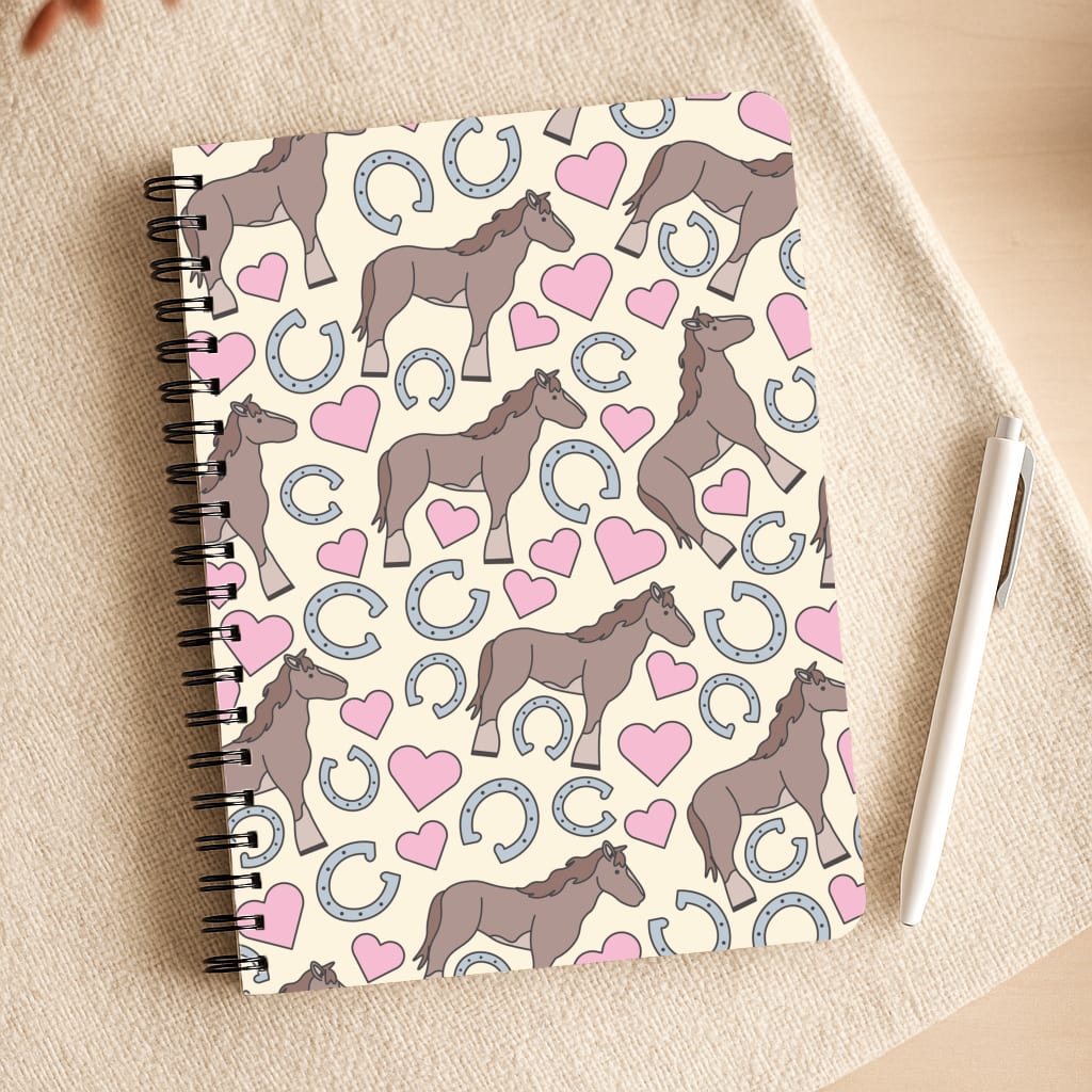 Horses And Horseshoes Pattern - Horses Notepad