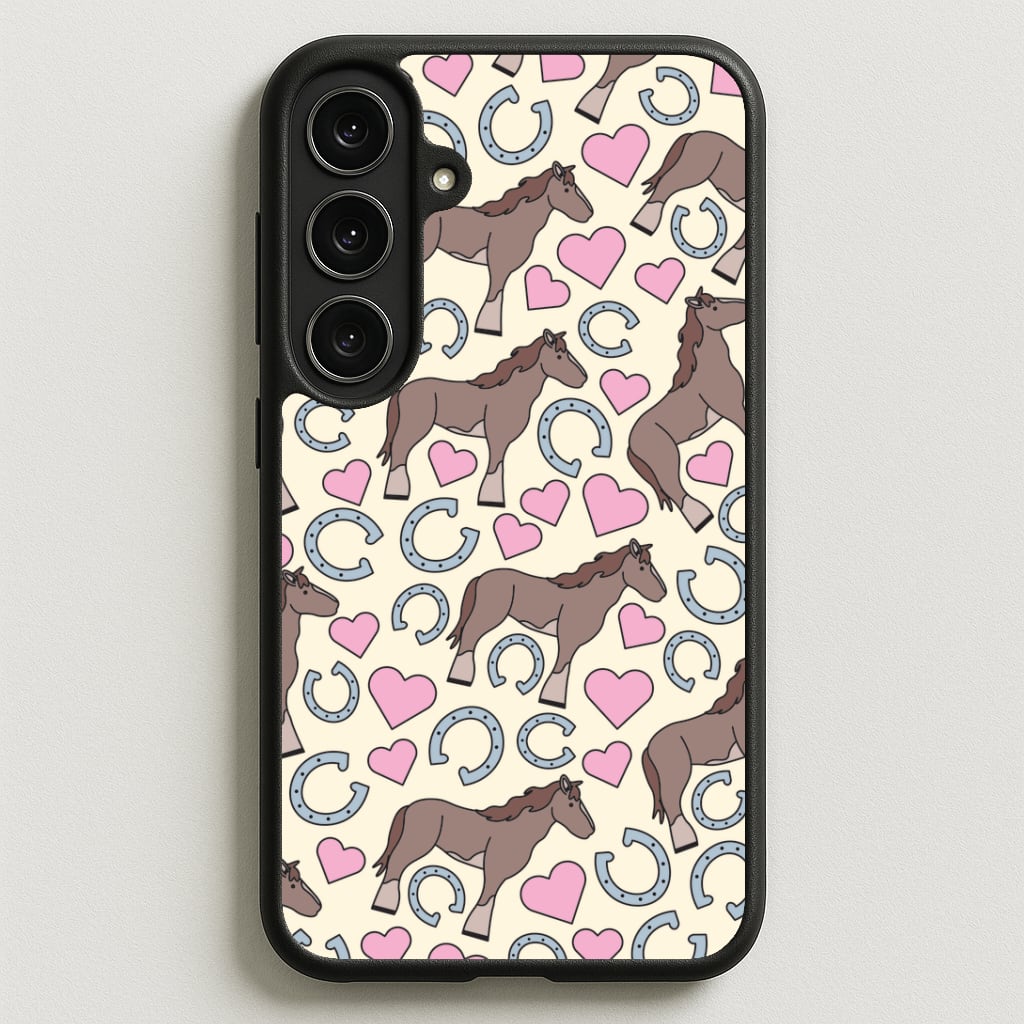 Horses And Horseshoes Pattern - Horses Phone Case for Galaxy S25FE