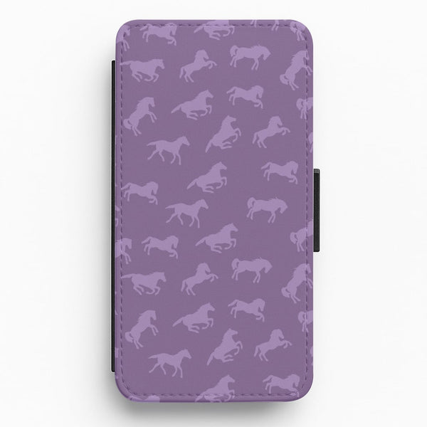 Purple Horse Pattern - Horses Flip / Wallet Phone Case