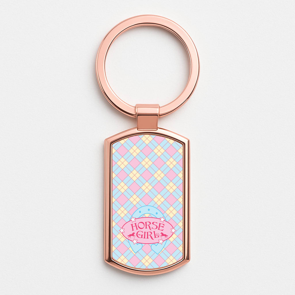 Horse Girl - Horses Rose Gold Keyring
